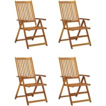Inlife Chaises inclinables de jardin 4 pcs avec coussins Bois d'acacia