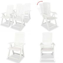 Chaises inclinables de jardin lot de 4 Plastique Blanc - Chaise De Jardin - Chaise Pliable - Chaise Extérieure - Mobilier De Jardin - Chaises
