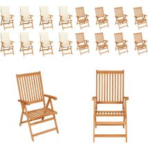 Chaises inclinables de jardin et coussins lot de 8 Teck solide - Chaise De Jardin - Chaise En Teck - Mobilier De Jardin - Set De Chaises - Chaises