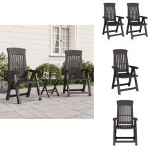Chaises inclinables de jardin lot de 2 anthracite pp - Chaise De Jardin - Chaise Inclinable - Fauteuil De Jardin - Mobilier De Jardin - Fauteuil