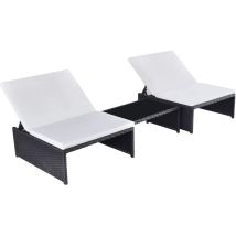 Chaises inclinables de jardin lot de 2 et table résine tressée