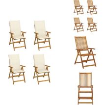 Chaises inclinables de jardin lot de 4 et coussins Bois acacia - Chaise De Jardin - Fauteuil De Jardin - Mobilier De Jardin - Chaise Inclinable