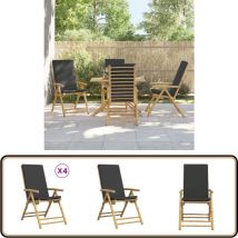Chaises inclinables de jardin pliantes lot de 4 coussins bambou - Chaise Jardin - Chaise Inclinable - Mobilier Jardin - Bambou - Chaise Extérieure