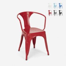 Ahd Amazing Home Design - chaise de cuisine et bar industriel de style avec accoudoirs en acier steel arm - Rouge