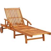 Inlife Chaises longues 2 pcs avec table et coussins Acacia solide
