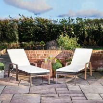 Teamson Home - Chaises longues de jardin bain de soleil lot de 2 matelas 6 positions effet rotin brun foncé PT-OF0038-UK