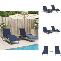 Chaises longues lot de 2 avec table gris résine tressée - Chaise Longue - Chaises Longues - Transat - Chaise Longue D'extérieur