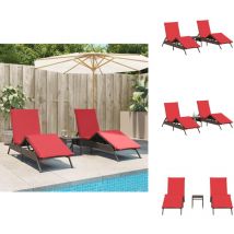 Chaises longues lot de 2 avec table marron résine tressée - Chaise Longue - Chaises Longues - Transat - Chaise Longue D'extérieur
