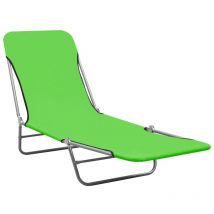 INLIFE Chaises longues pliables 2 pcs Acier et tissu Vert