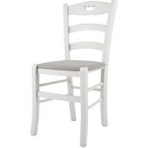 Tommychairs - Chaise valentina pour cuisine, bar et salle à manger, robuste structure en bois de hêtre lacqué en couleur blanc et assise rembourrée