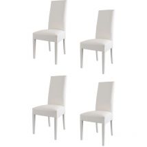 T M C S - Tommychairs - Set 4 chaises glory pour cuisine et salle à manger, structure en bois de hêtre peindré en blanc, assise et dossier rembourrés