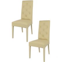 Tommychairs - Set 2 chaises chantal pour cuisine et salle à manger, structure en bois de hêtre peindré en sable, assise et dossier rembourrés et