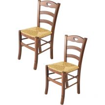 T M C S - Tommychairs - Set 2 chaises valentina pour cuisine, bar et salle à manger, robuste structure en bois de hêtre peindré en couleur noix et
