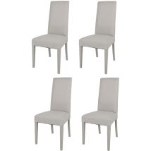 T M C S - Tommychairs - Set 4 chaises glam pour cuisine et salle à manger, structure en bois de hêtre peindré en couleur gris perle, assise et