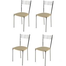 T M C S - Tommychairs - Set 4 chaises elegance pour cuisine, bar et salle à manger, robuste structure en acier chromé et assise rembourrée et revêtue