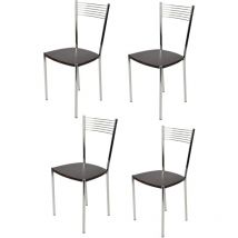 T M C S - Tommychairs - Set 4 chaises elegance pour cuisine, bar et salle à manger, robuste structure en acier chromé et assise en bois couleur wengé