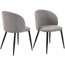 Chaises Mobili Rebecca Cordia 81x54x56 Tissu en Polylin Métal Gris taupe Noir Moderne set 2 pièces Partiellement Assemblé