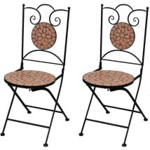 Torana - Chaises pliables de bistro 2 pcs Céramique Terre cuite