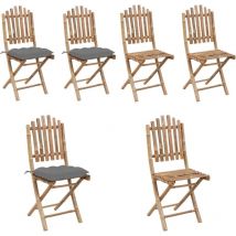 Chaises pliables de jardin lot de 2 avec coussins Bambou - Chaise De Jardin - Fauteuil De Jardin - Mobilier De Jardin - Bamboo Furniture - Chaise