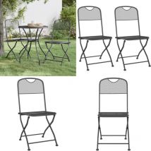 Chaises pliables jardin lot de 2 Maille métallique Anthracite - Chaise De Jardin Pliable - Chaise De Jardin Résistante - Chaise De Jardin Aluminium