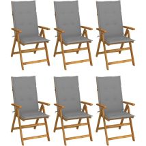 Inlife Chaises pliables de jardin 6 pcs avec coussins Bois d'acacia