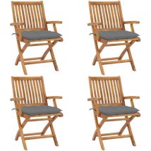 4 Pcs Chaises Pliables De Jardin Avec Coussins, Chaises De Jardin À Dîner, Fauteuils De Jardin Teck Solide Bgt63854