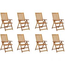 Inlife Chaises pliables de jardin avec coussins 8 pcs Bois d'acacia