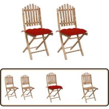 Chaises pliables de jardin lot de 2 avec coussins Bambou - Chaise De Jardin - Fauteuil De Jardin - Mobilier De Jardin - Bamboo Furniture - Chaise