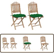 Chaises pliables de jardin lot de 2 avec coussins Bambou - Chaise De Jardin - Fauteuil De Jardin - Mobilier De Jardin - Bamboo Furniture - Chaise