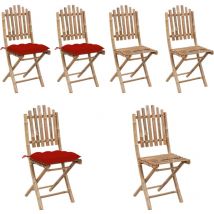 Chaises pliables de jardin lot de 2 avec coussins Bambou - Chaise De Jardin - Fauteuil De Jardin - Mobilier De Jardin - Bamboo Furniture - Chaise
