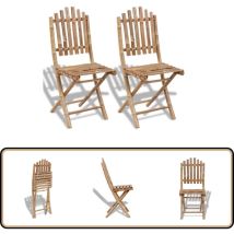 Chaises pliables de jardin lot de 2 Bambou - Chaise De Jardin - Chaise Pliable - Mobilier De Jardin - Bambout - Meubles D'extérieurs