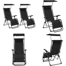 Chaises pliables de terrasse lot de 2 Textilène Noir - Chaise De Jardin - Transats - Mobilier De Jardin - Salon De Jardin - Fauteuil De Jardin - Home