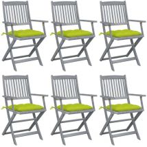 Chaises pliables d'extérieur lot de 6 et coussins Bois d'acacia