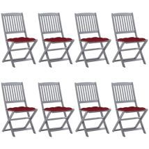 Chaises Pliables D'Extérieur 8 Pcs Avec Coussins Bois D'Acacia 50
