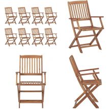 Chaises pliables d'extérieur lot de 8 Bois d'acacia solide - Chaise De Jardin - Mobilier De Jardin - Acacia - Chaise Pliable - Chaises Extérieures