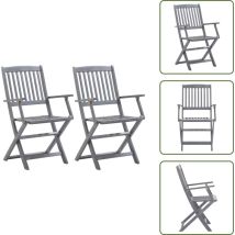 Chaises pliables d'extérieur lot de 2 Bois d'acacia solide - Chaise De Jardin - Chaise Pliable - Mobilier De Jardin - Acacia - Terrasse