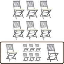 Chaises pliables d'extérieur lot de 6 et coussins Bois d'acacia - Chaise De Jardin - Mobilier De Jardin - Chaise Pliante - Acacia - Table De Jardin