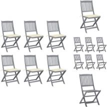 Chaises pliables d'extérieur lot de 6 et coussins Bois d'acacia - Chaise De Jardin - Mobilier De Jardin - Chaise Pliante - Acacia - Table De Jardin
