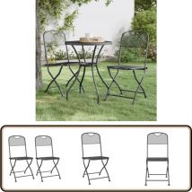 Chaises pliables jardin lot de 2 Maille métallique Anthracite - Chaise De Jardin Pliable - Chaise De Jardin Résistante - Chaise De Jardin Aluminium