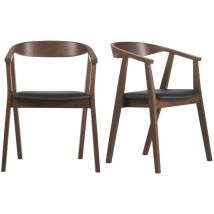 Miliboo - Chaises scandinaves design noir et bois foncé (lot de 2) bahia