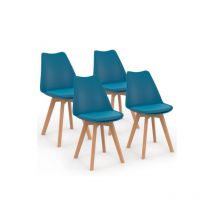 Idmarket - Lot de 4 chaises scandinaves sara - Bleu canard - Pour salle à manger