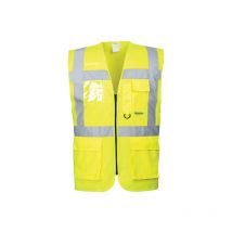 Chaleco Executive Berlin versión verano con cremallera y bolsillos transparente PORTWEST S476 XL Amarillo