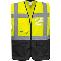 Rs Pro - Chaleco Executive Warsaw bicolor de cierre central con cremallera, multibolsillos portwest C476 s Amarillo / Negro