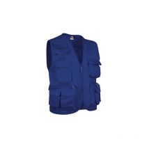 Chaleco multibolsillos en tejido sarga Valento Safari 3XL Azulina