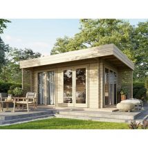 Direct Abris - Chalet de Jardin lumio 12m2 - Finitions de Qualité Supérieur - Bois de Epicea - Porte Double - Serrure a Cylindre - Double Vitrage