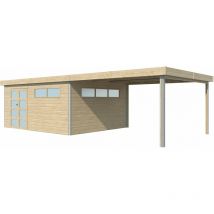 Gardenas - Chalet en bois profil aluminium contemporain avec extension 34 m² Avec gouttière