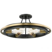 Chambers 6 Light Flush Mount Aged Brass, Glass