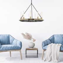 Hudson Valley Lighting - Chambers Suspension À 9 Lampes En Laiton Vieilli, Verre