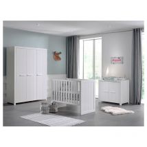 Lit bébé 60x120 - Commode 2 portes et Armoire 3 portes Vipack Erik - Blanc