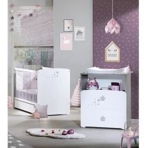 Baby Price - Chambre bébé duo Nao: lit 120x60, commode a langer - Babyprice - Blanc